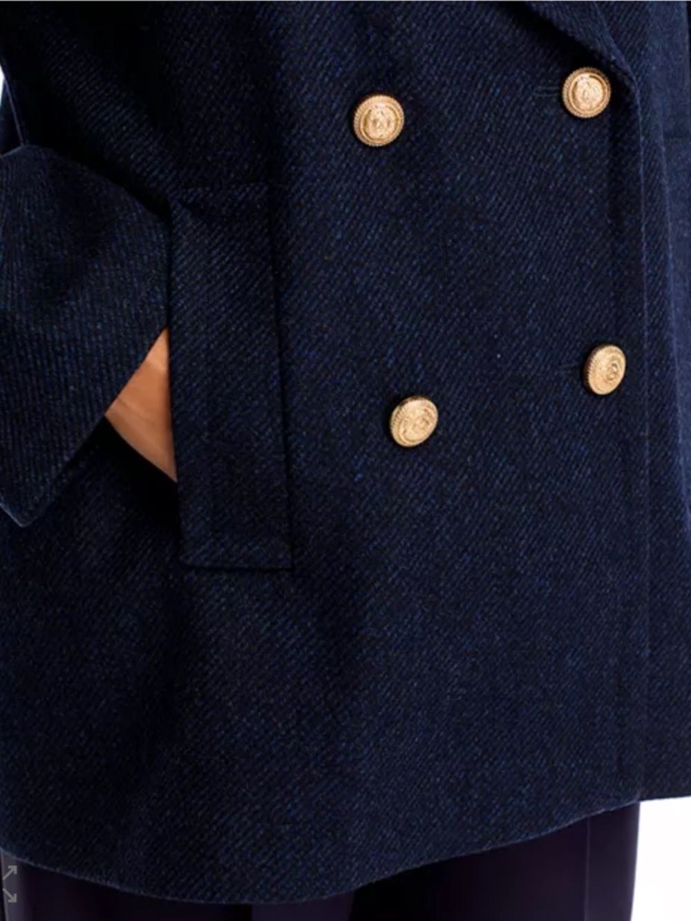 Aqua Navy Blue Double-Breasted Wool Blend Coat with Gold Buttons Sz M NWT - Picture 2 of 6
